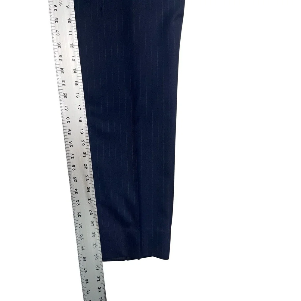 Tom James 34x30 Navy Blue Pinstripe Dress Suit Pants Trousers Wool Flat Front